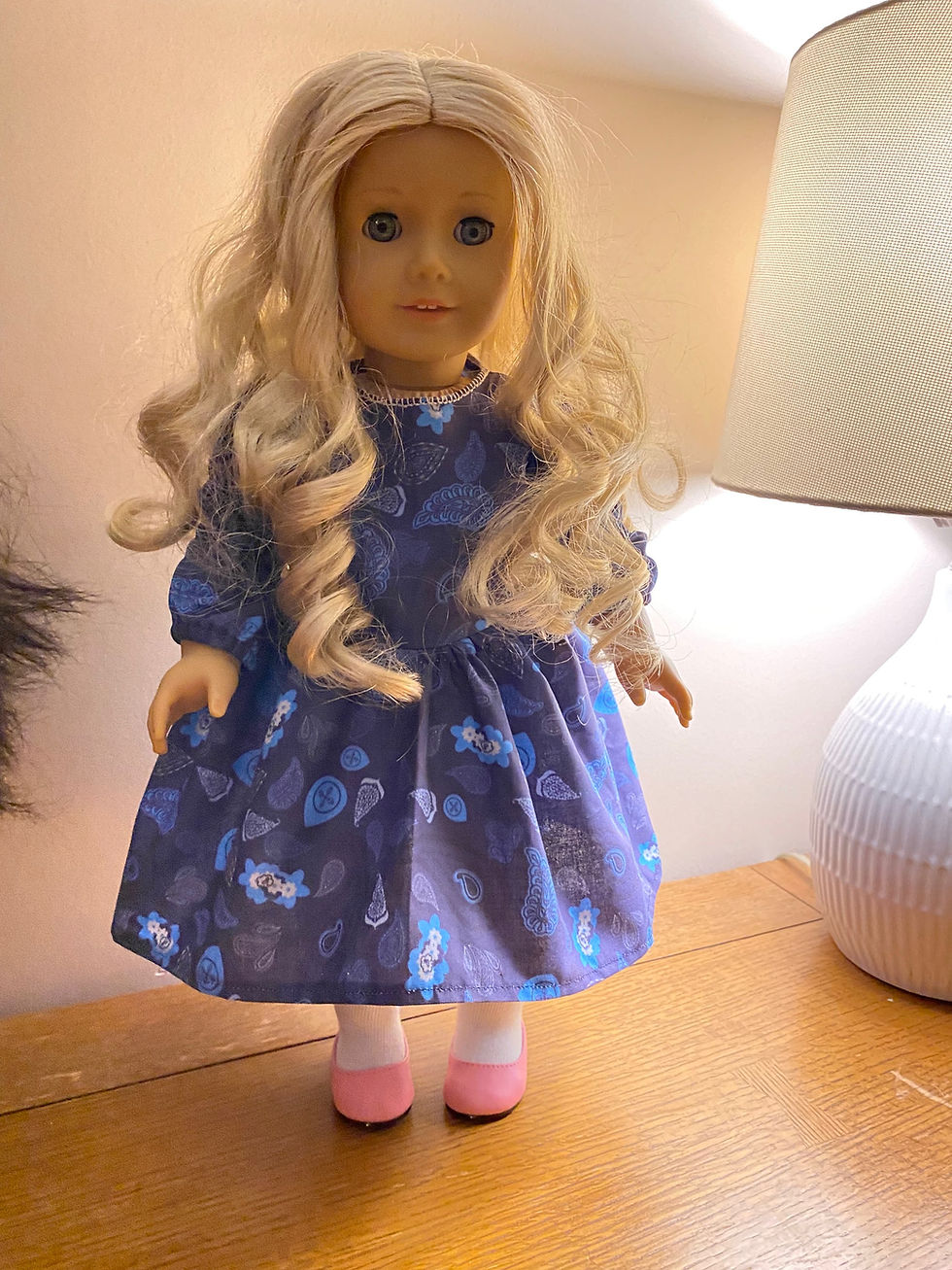 Thumbnail: Baking Dress, Replica 1850’s Baking dress for 18” dolls