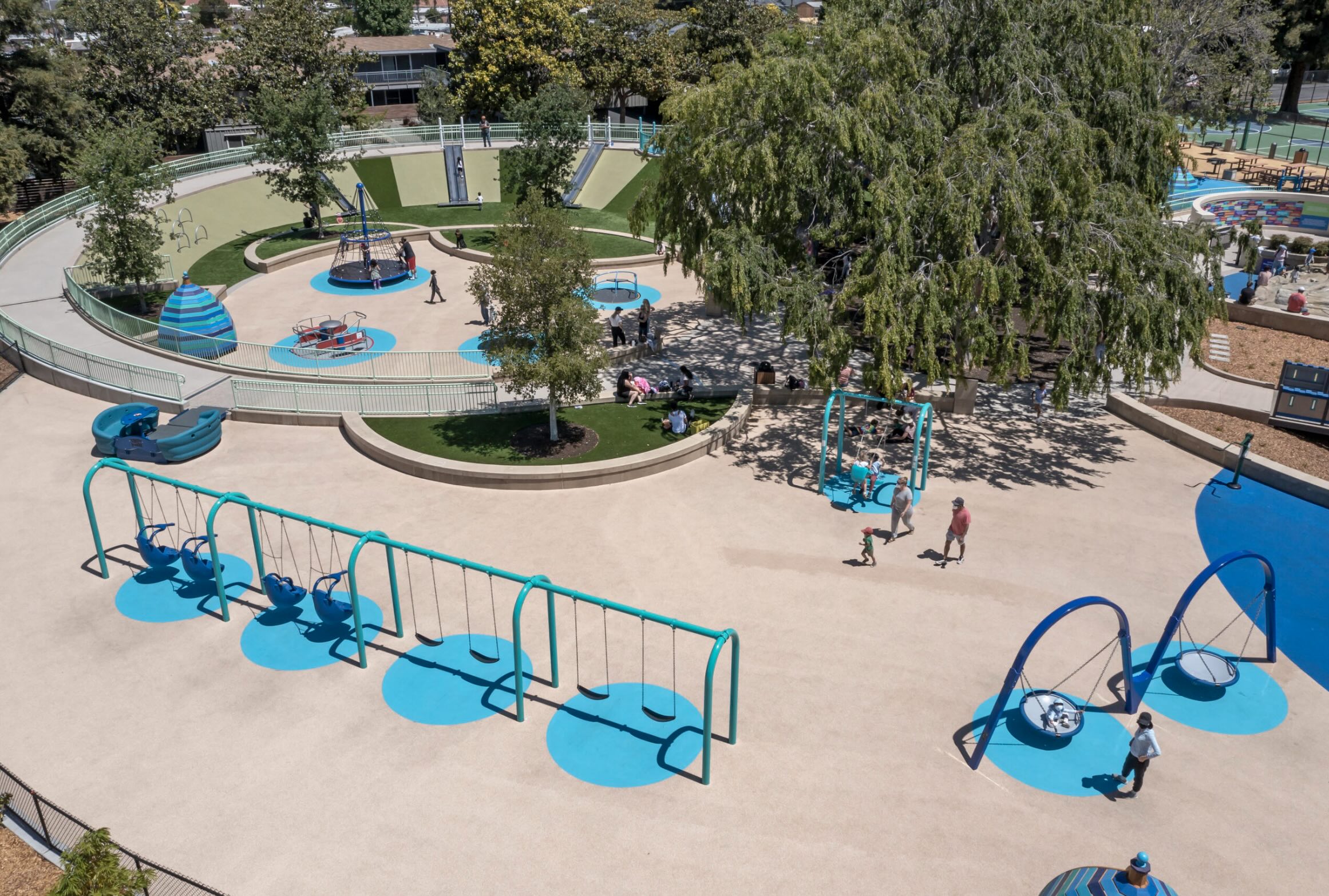 Magical Bridge water play zones at Fair Oaks Park — Sunnyvale, CA