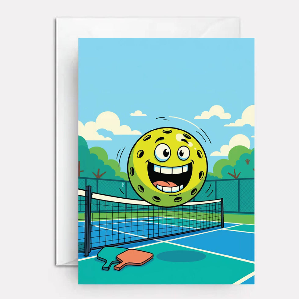 Pickleball on cover of birthday card.