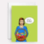 Woman holding basket of eggs on Easter or encouragement card for friend.