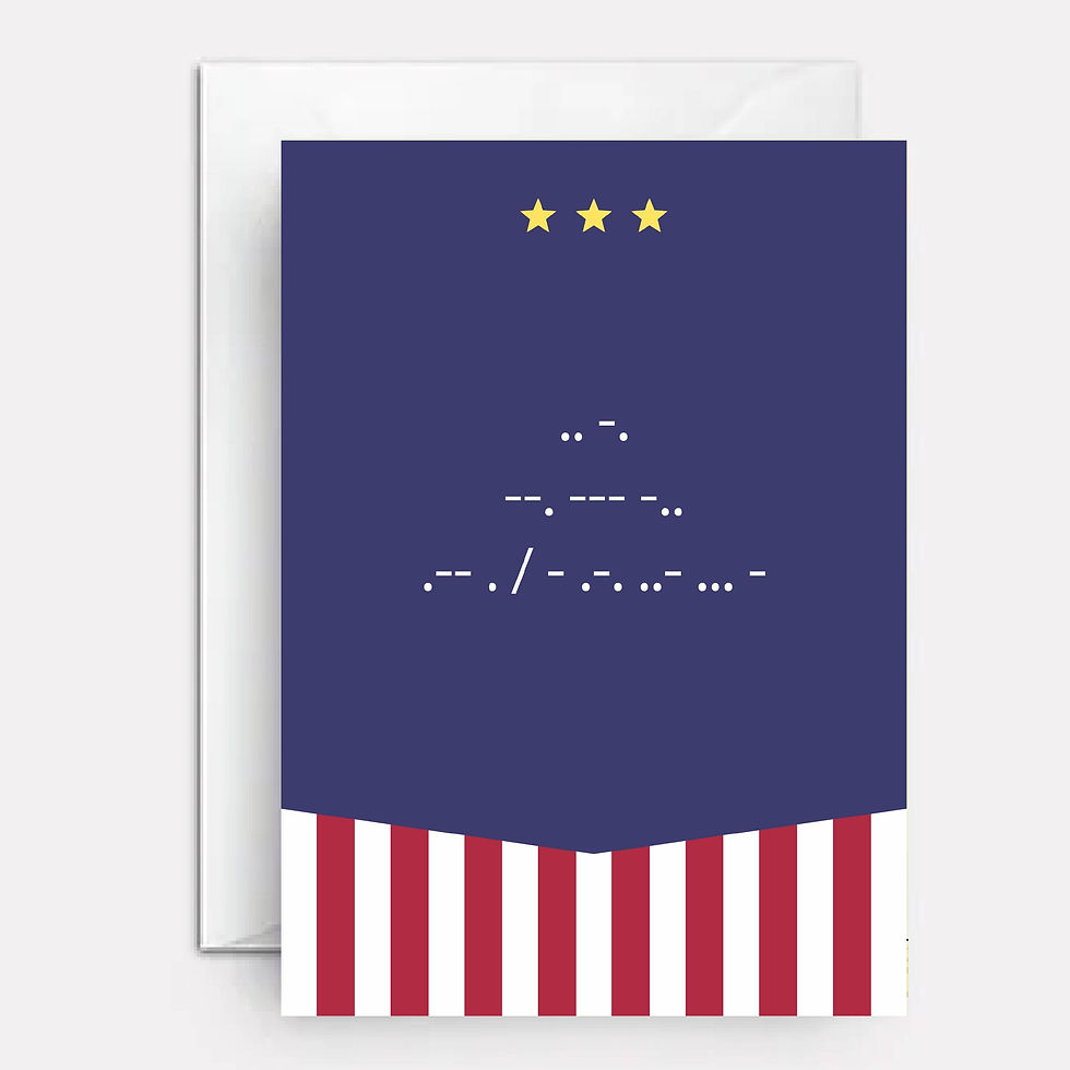 Flag on cover of patriotic greeting card.
