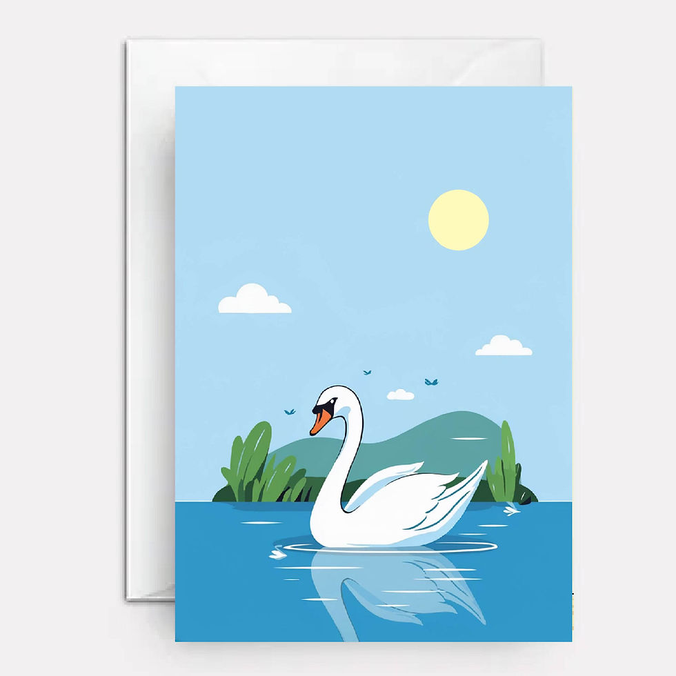 Swan on cover of birthday card.