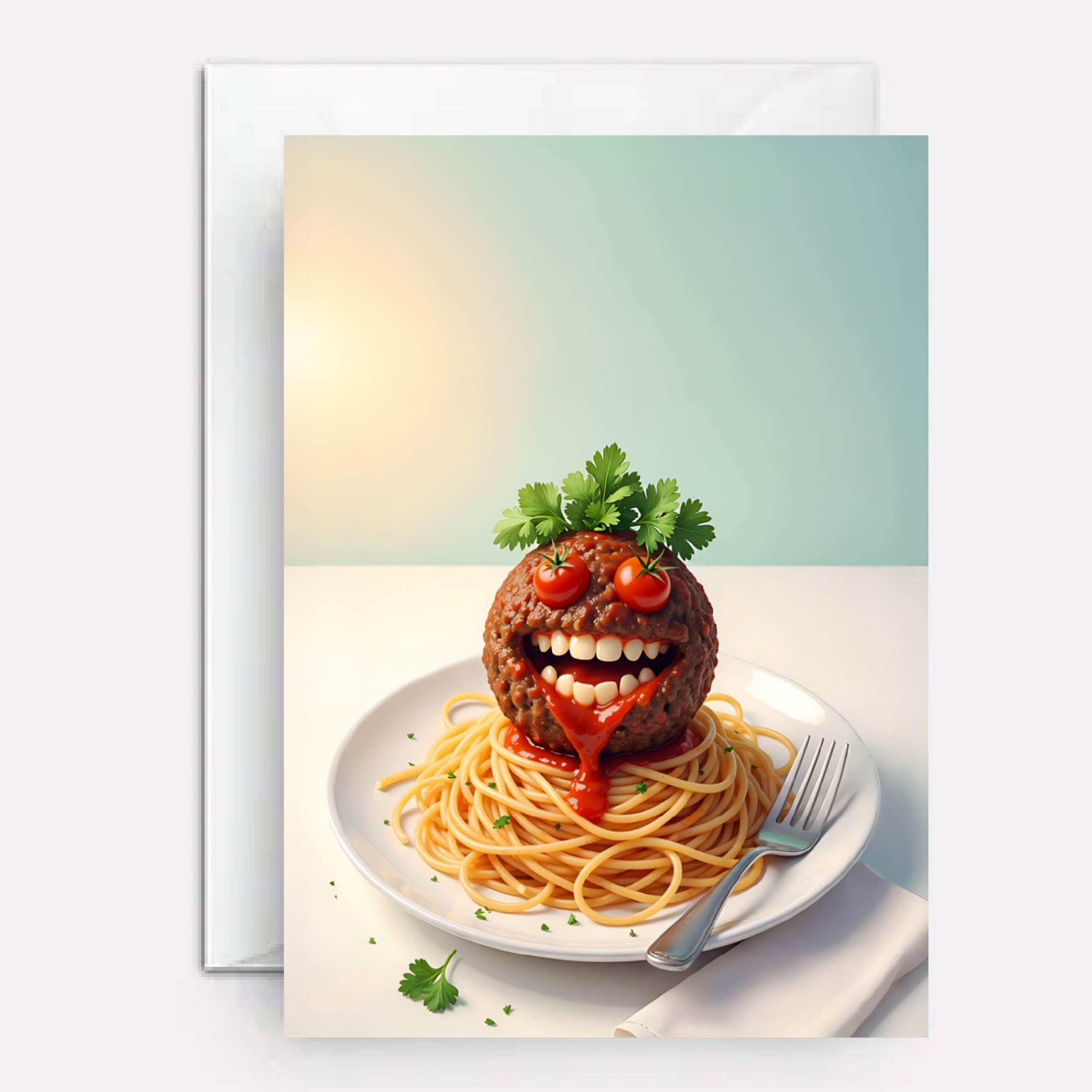 Meatball with a silly looking face.