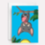 Silly bat handing upside down on valentine's day card for adults.