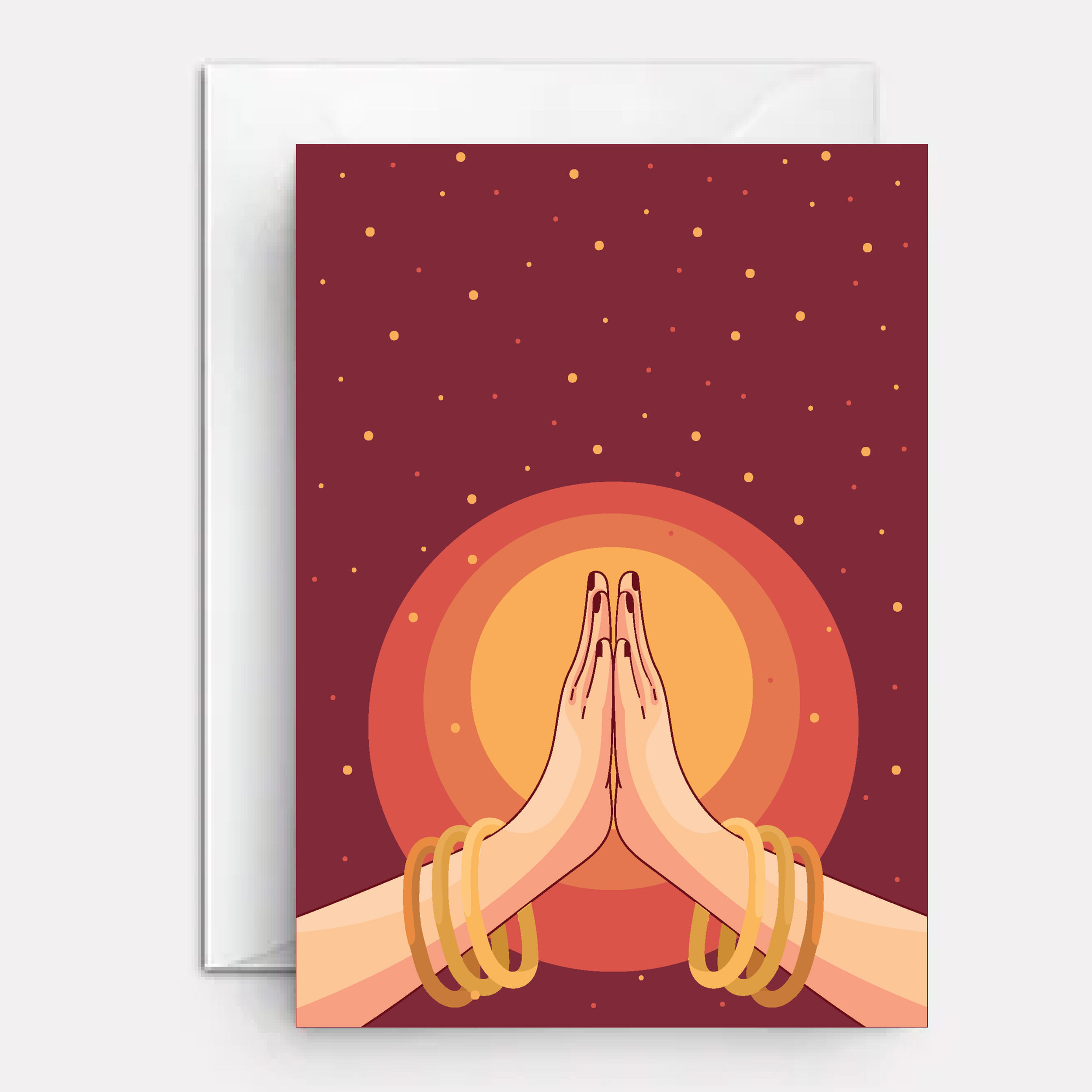 Birthday yoga card, hands prayer like on cover.