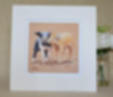 Pig art print in a pale mount. Two piglets playing