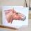 Thumbnail: art greetings card with envelope, brown horse head profile, mouth slightly open neighing, grey background