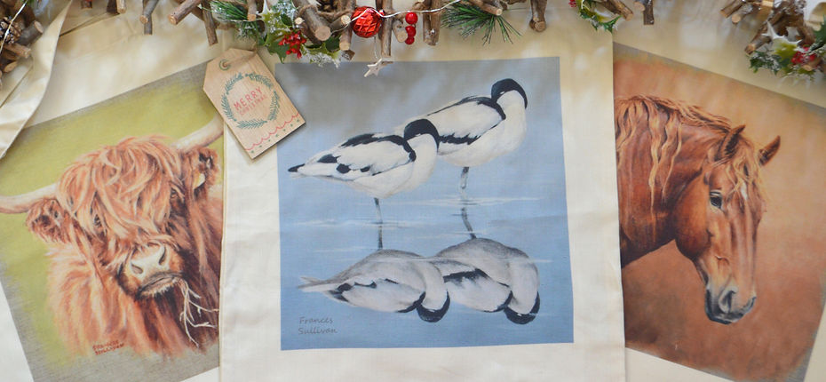 Animal art tote bags festive theme cropped