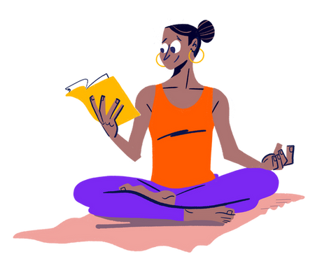 Yoga pose reading a book 