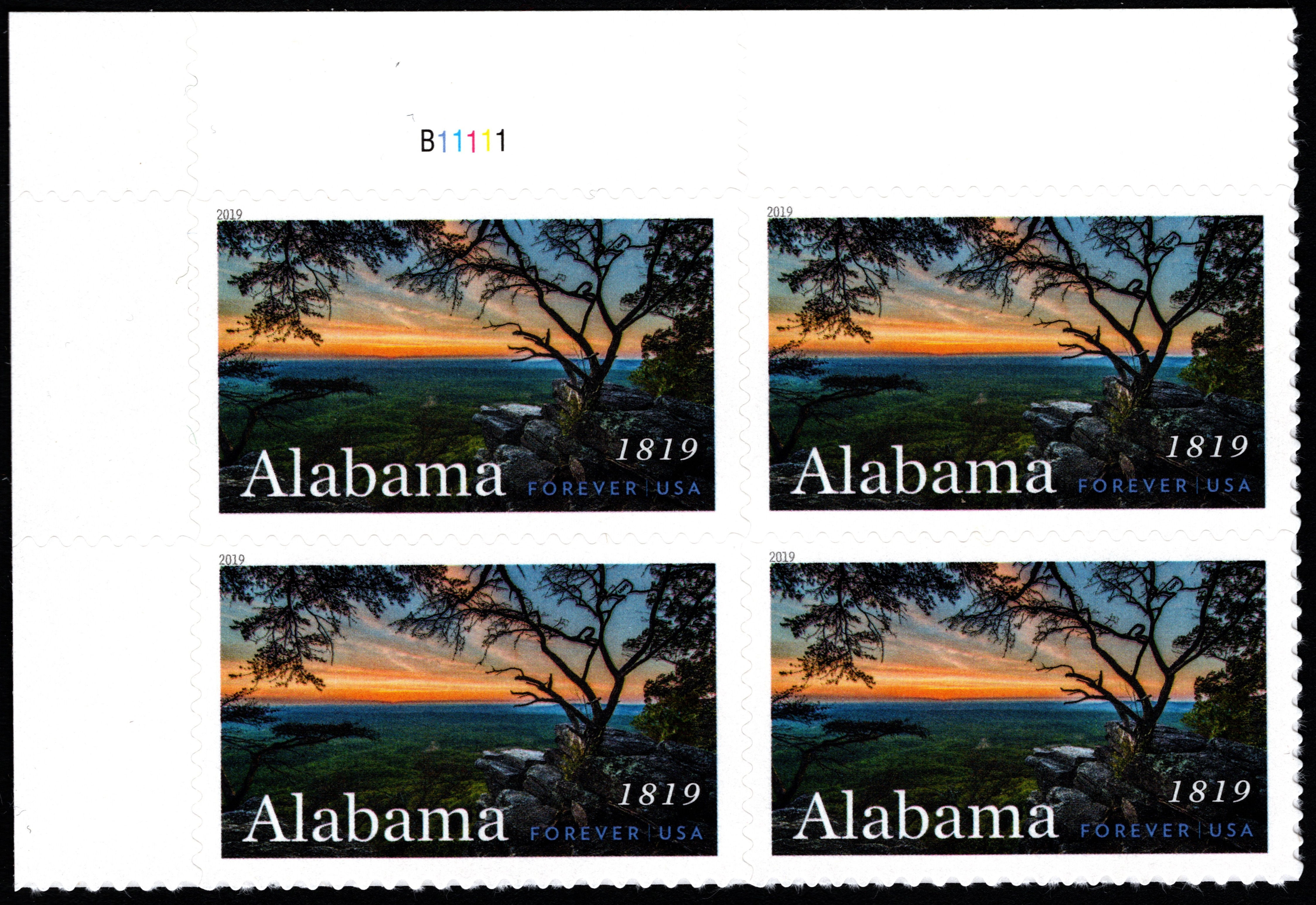 MNH 2019 Alabama Statehood Plate Block of Four Forever Stamps – US SCOTT #5360