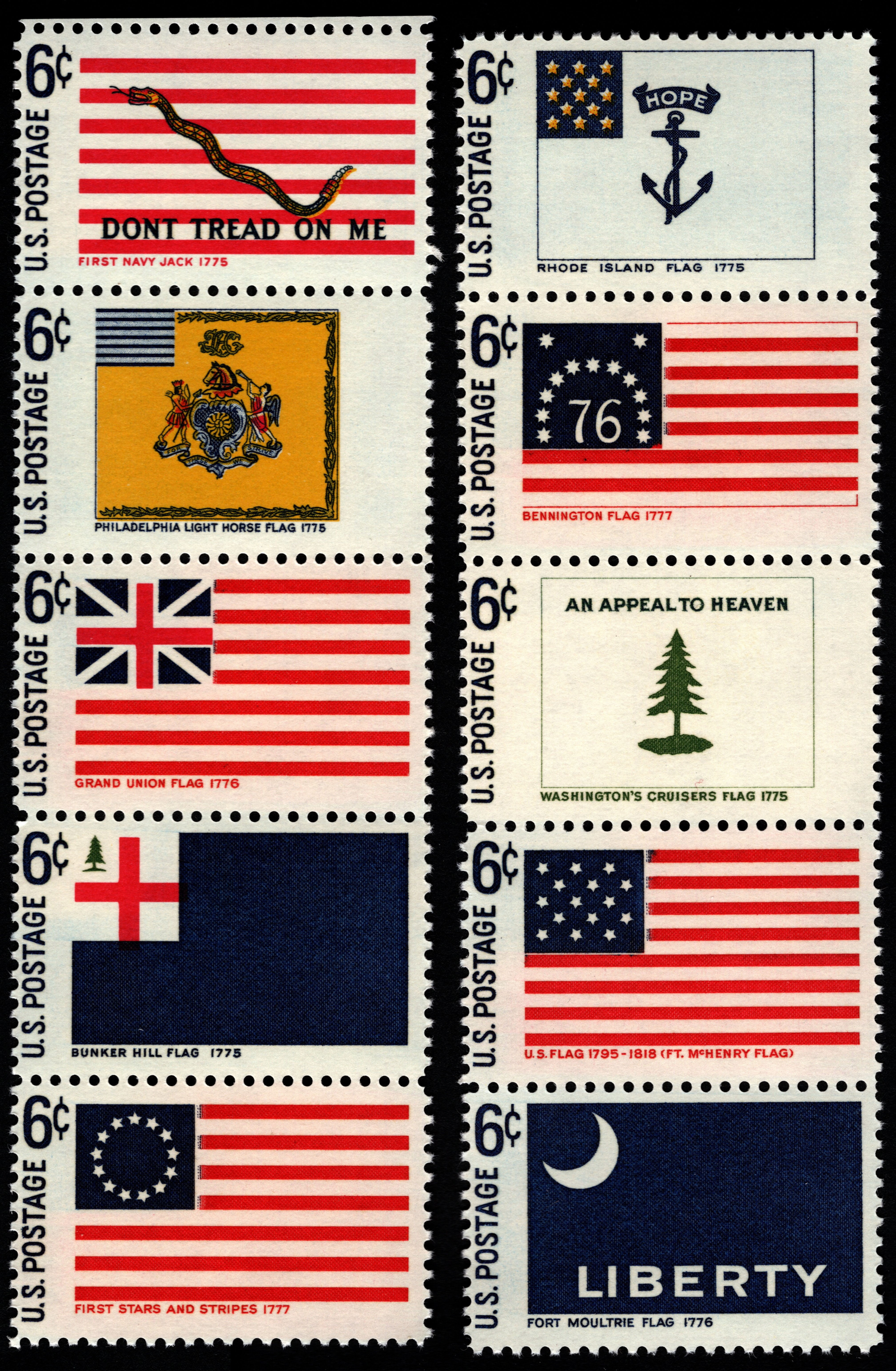 MNH 1968 Historic Flags Set of Ten 6 Cent Stamps - US SCOTT #1345-1354