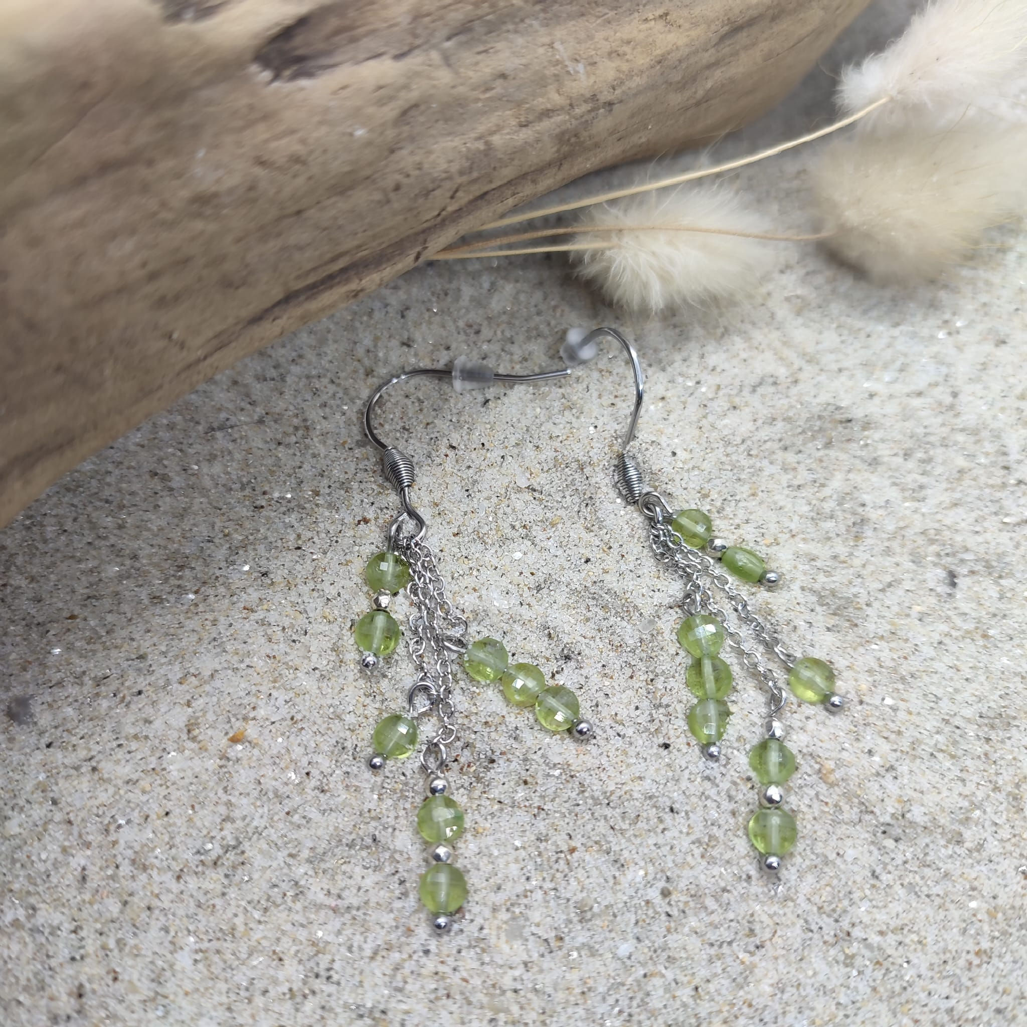 Boucles d'oreilles crochet péridot
