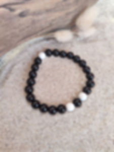 Collection Ancestral bracelet homme tourmaline noire/howlite