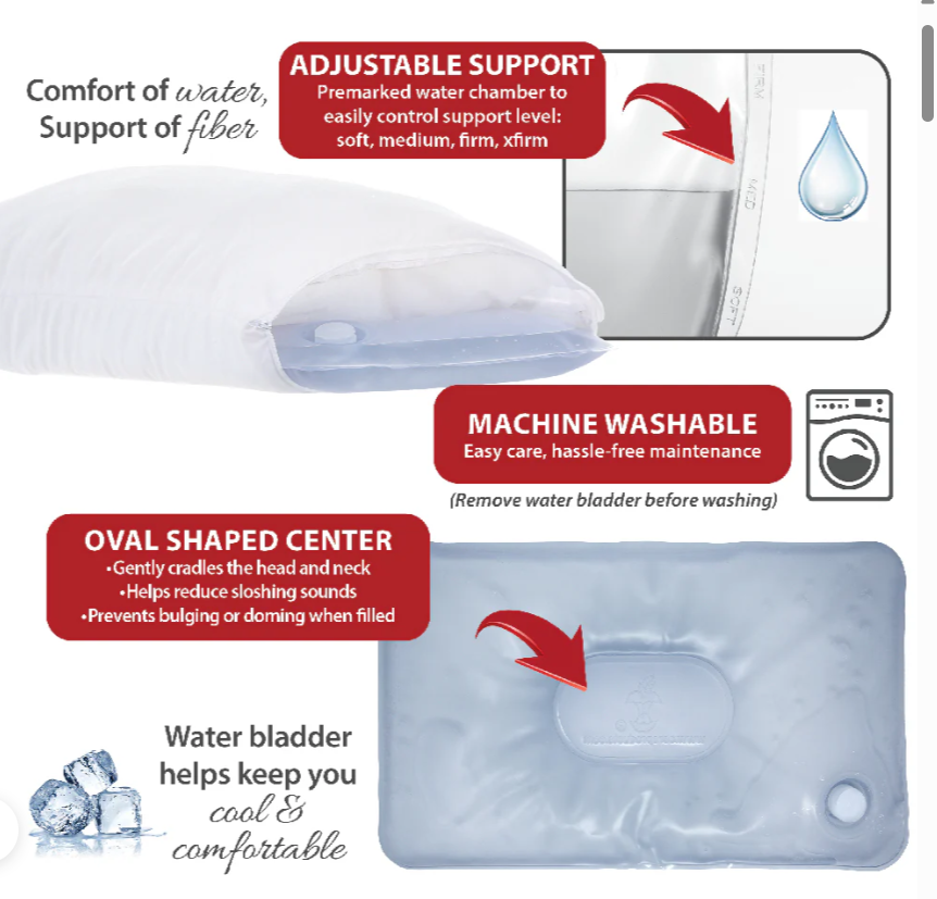 Thumbnail: Tri-Core Water Pillow Adjustable Cervical Support Pillow