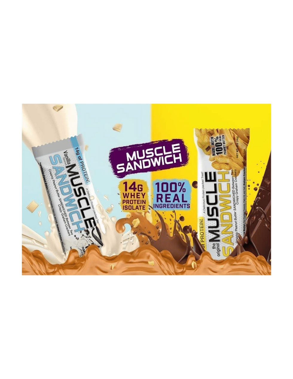 Miniatura: MF Muscle Sandwich 12 Bars | Barra Alta en Proteina Tipo Sandwich 14 g Prote
