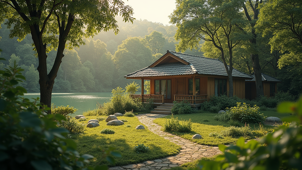 High angle view of a peaceful nature retreat