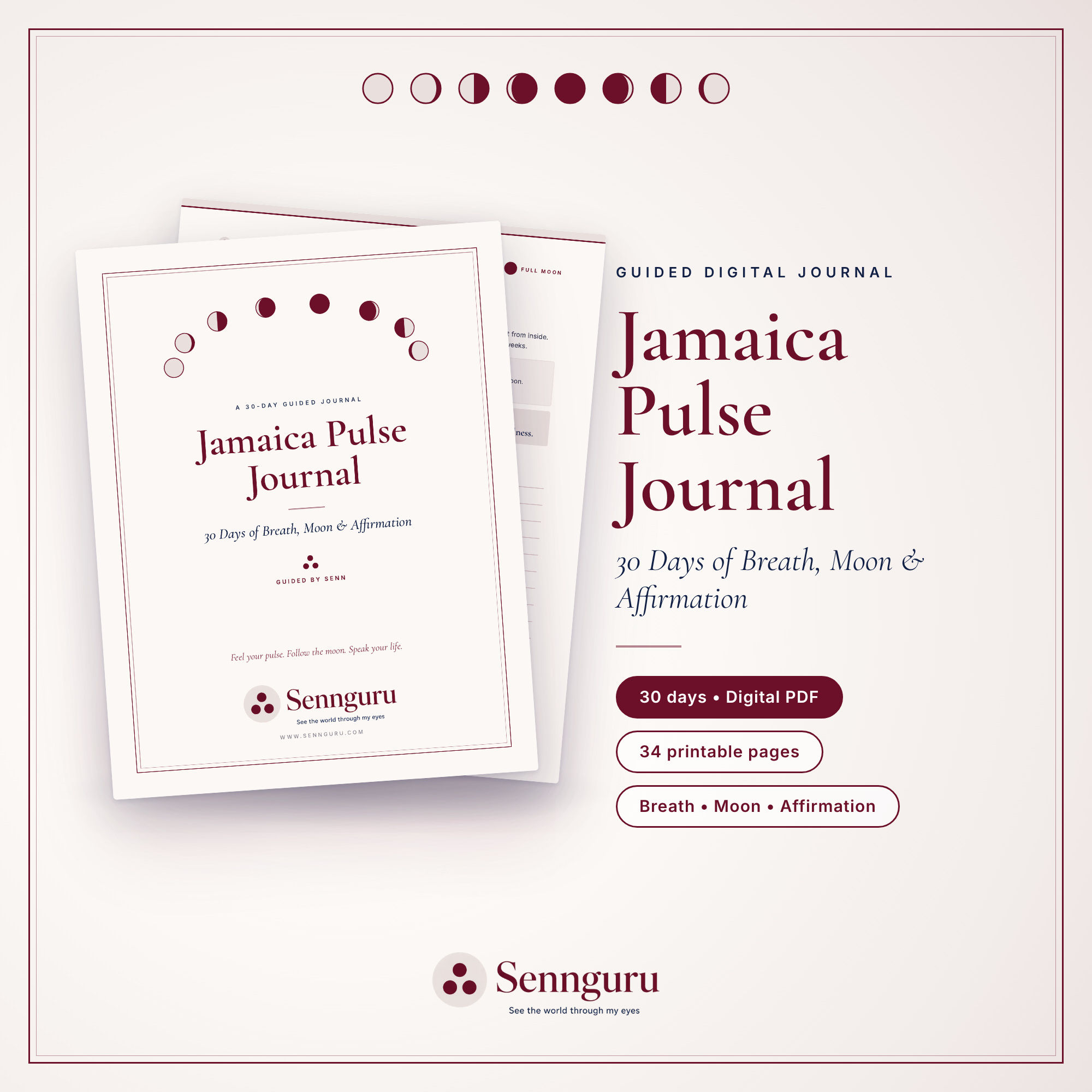 Jamaica Pulse Journal: 30 Days of Breath, Moon & Affirmation