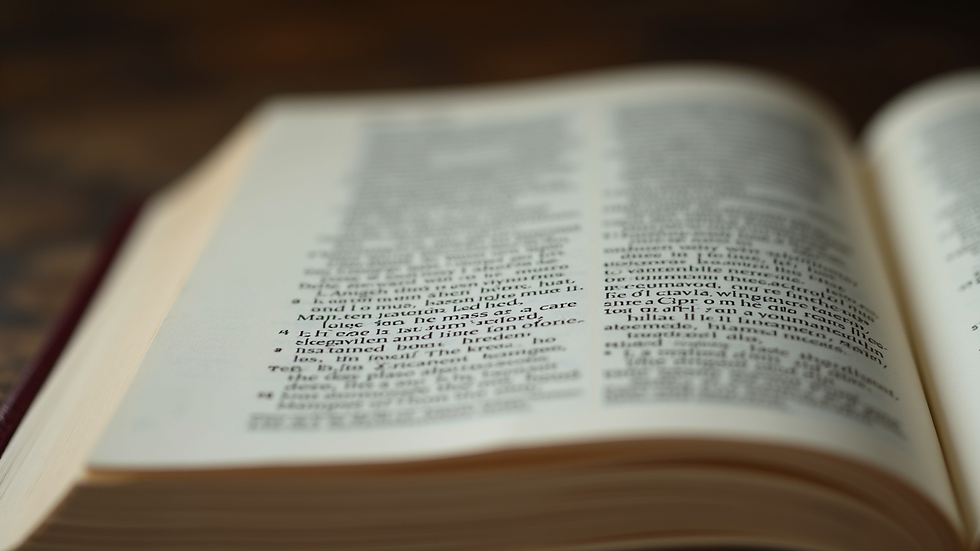 Close-up view of an open book with inspirational scripture