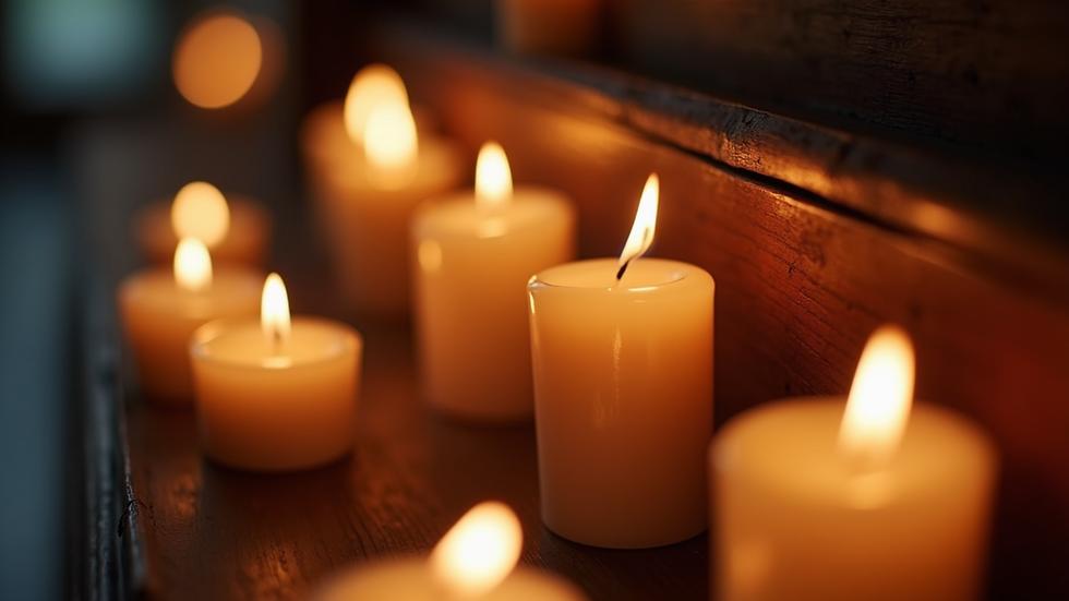 High angle view of candles lit for a prayer ceremony