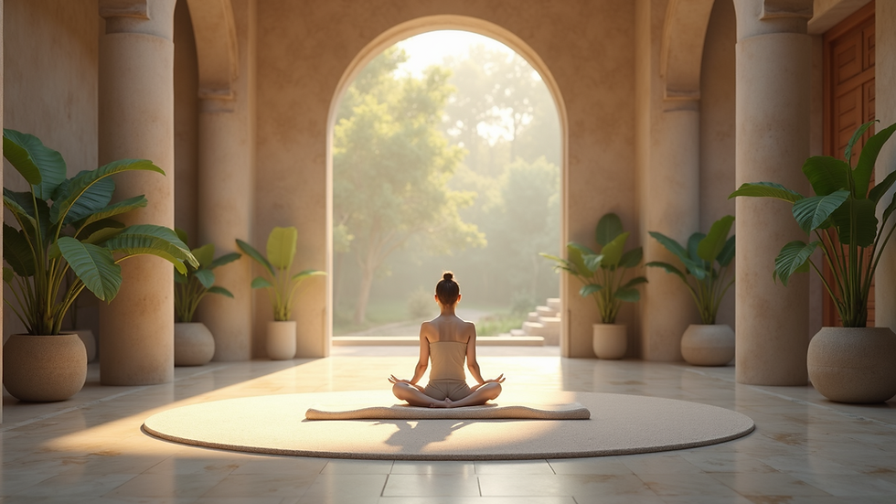 Eye-level view of a serene meditation space