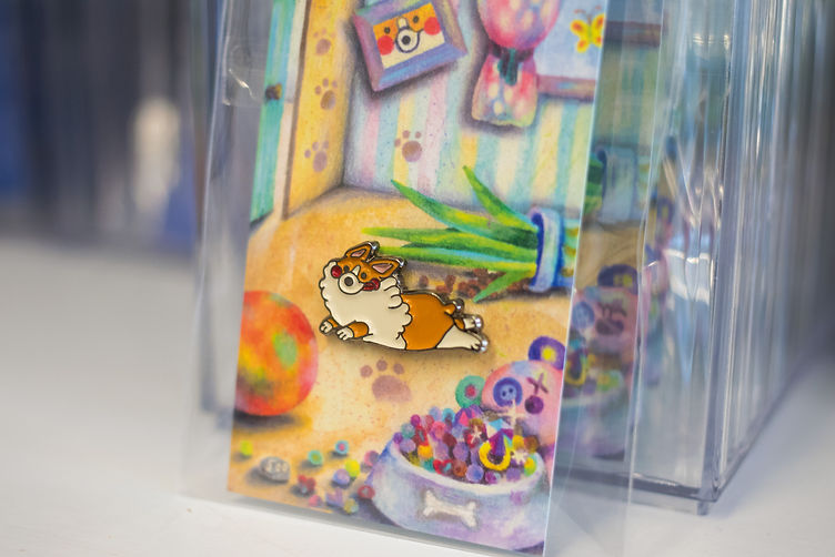 cute cream corgi badges product at shop