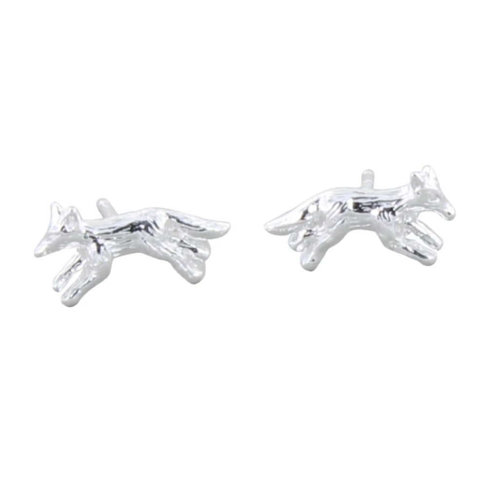 Sterling Silver Fox Stud Earrings