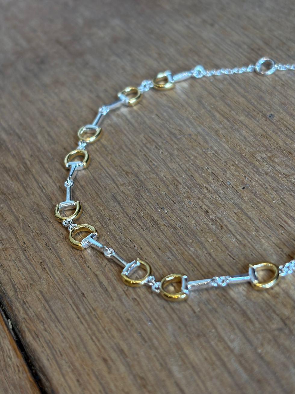 Thumbnail: Dainty Two Tone Snaffle Bracelet