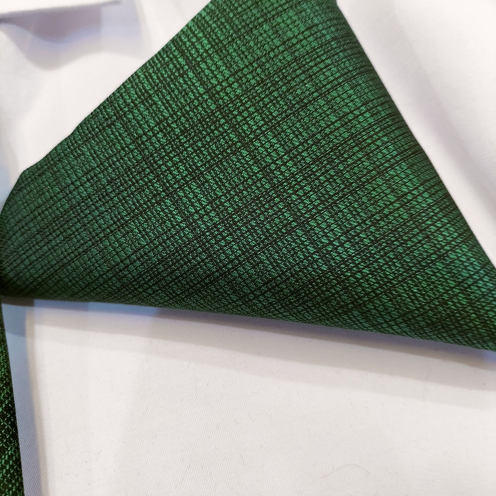 Miniature : Ensemble cravate pochette boutons de manchettes à carreaux fins verts
