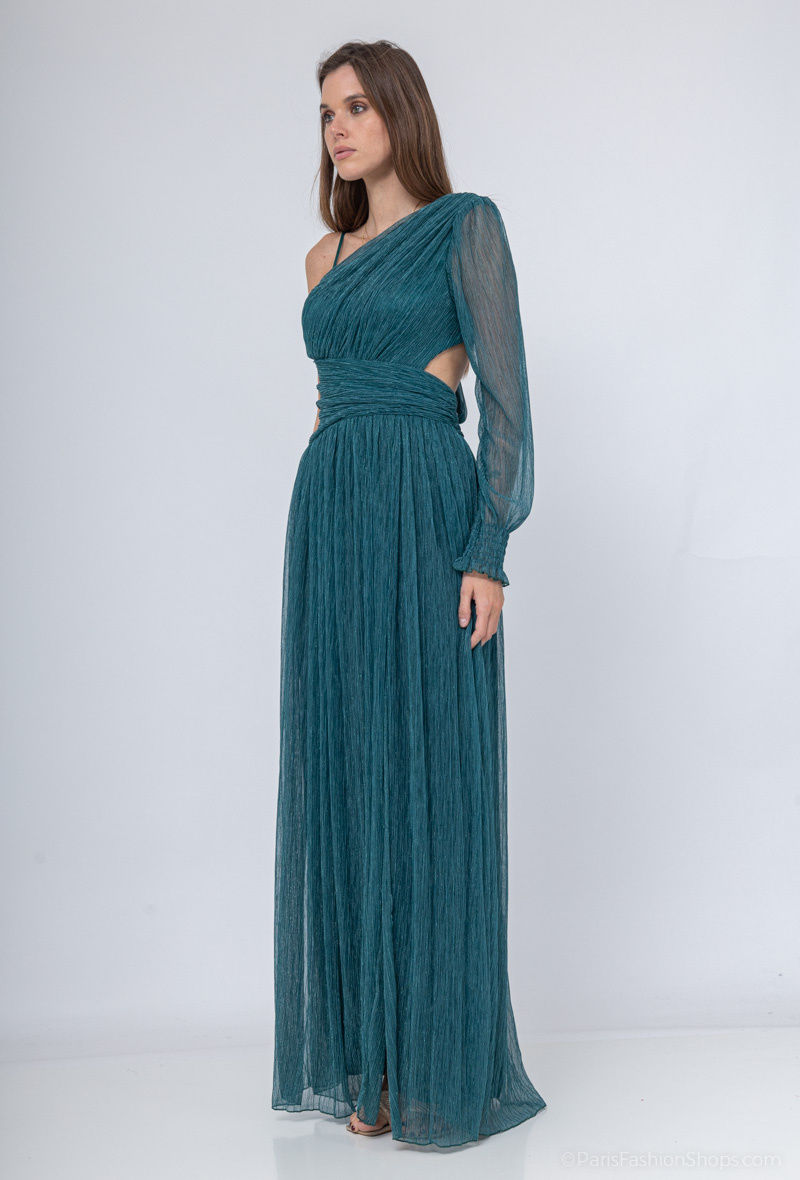 Miniature : Robe de soirée brillante asymétrique – manche longue
