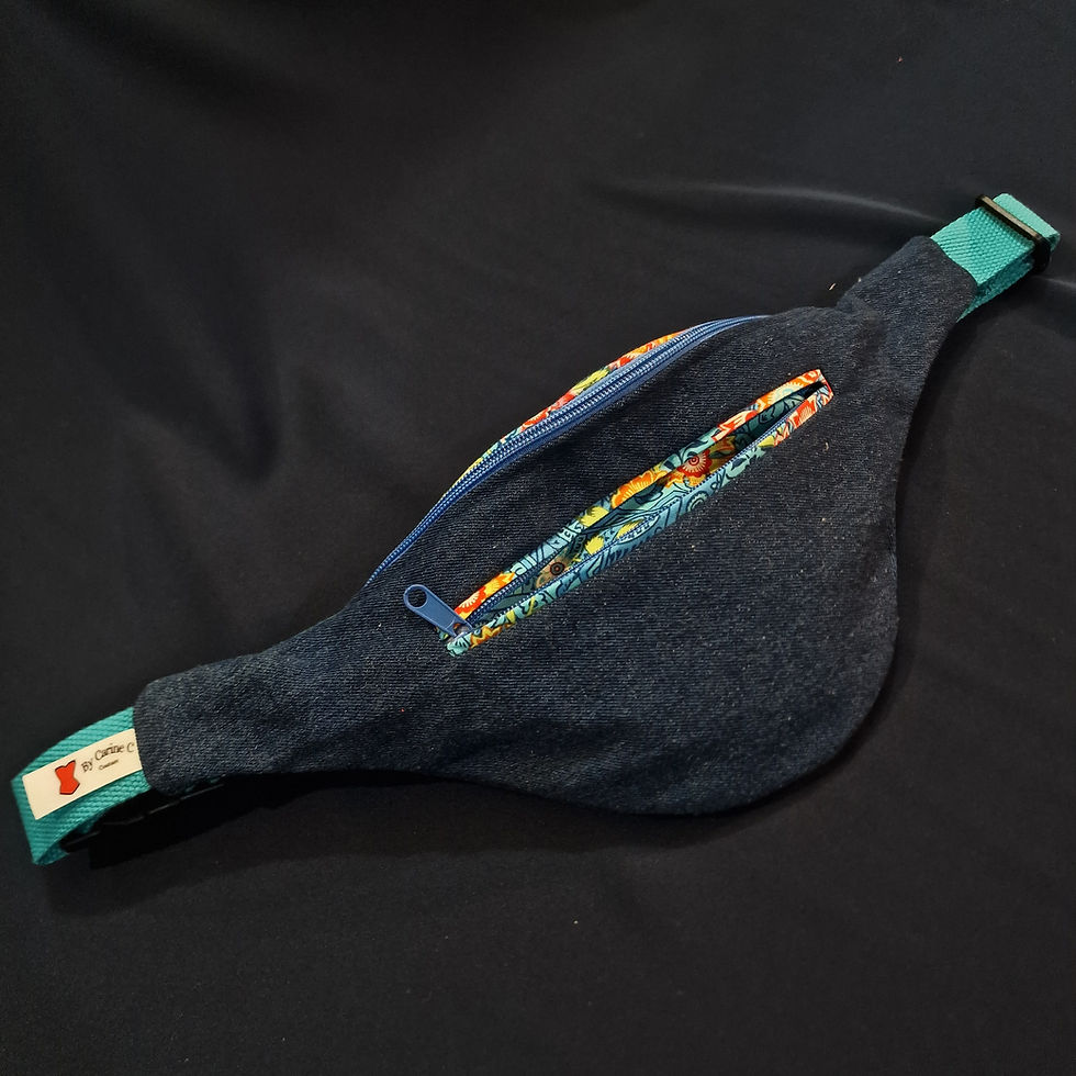 Miniature : Sac banane jean's et fleurs
