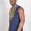 Thumbnail: Men navy plain sleeveless shirt with African print 