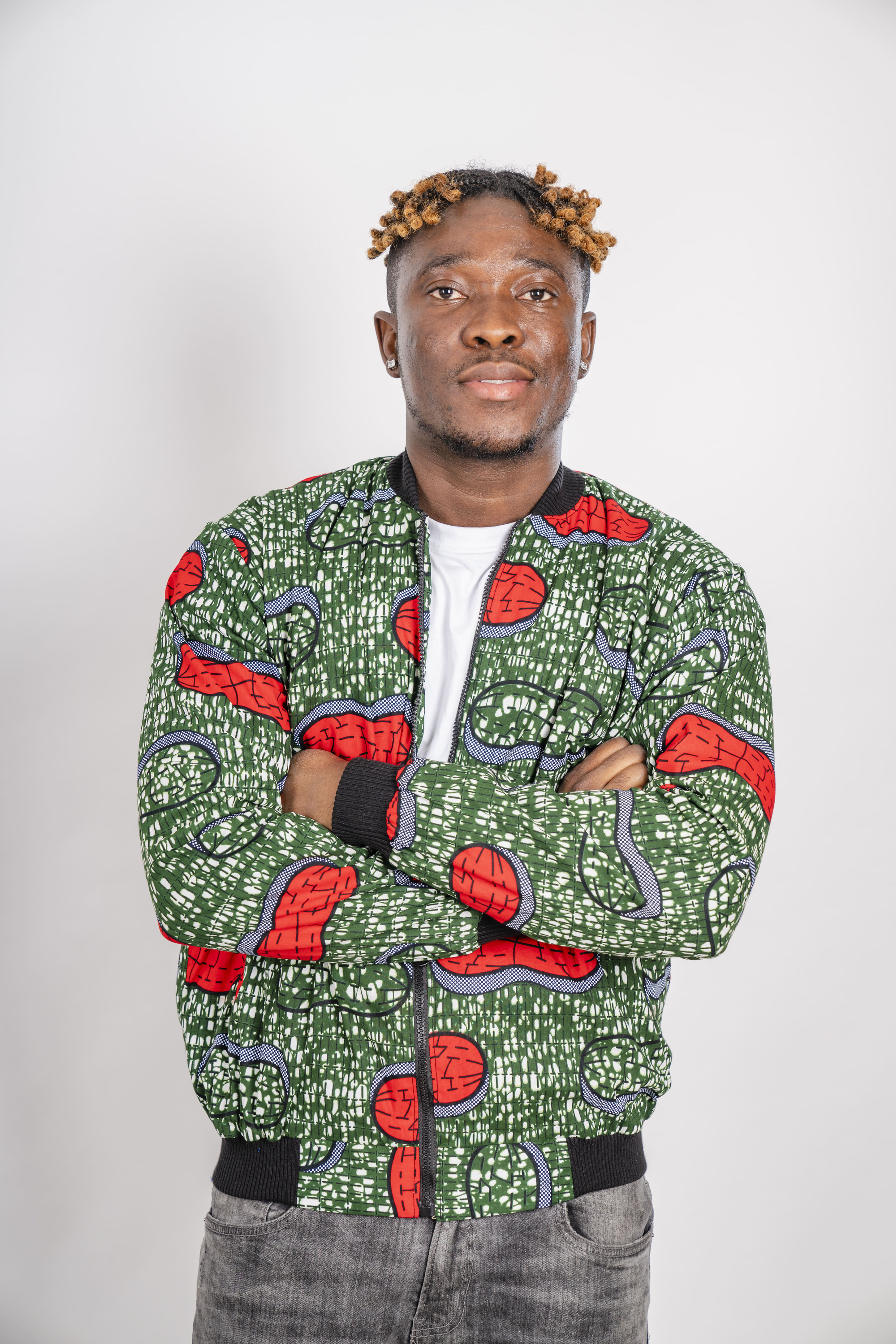 Unisex Green with red patterns bomber jacket