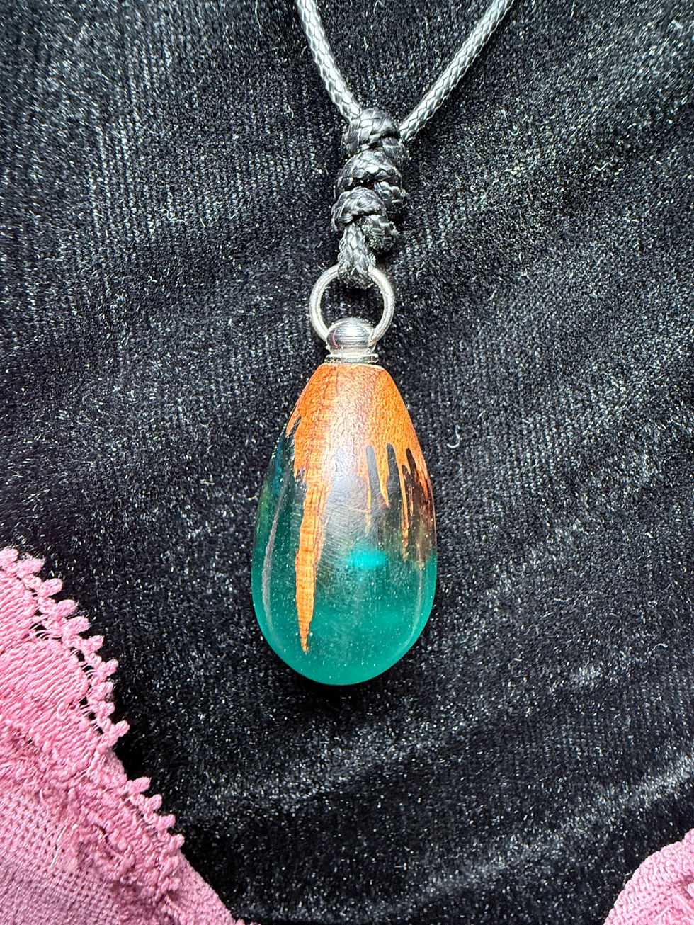 Cherry wood and Teal epoxy keepsake