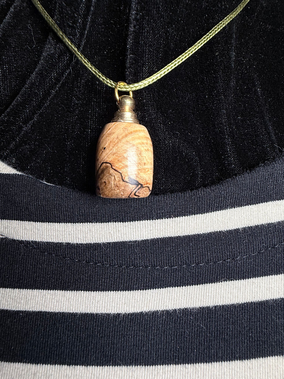 spalted red oak keepsake necklace