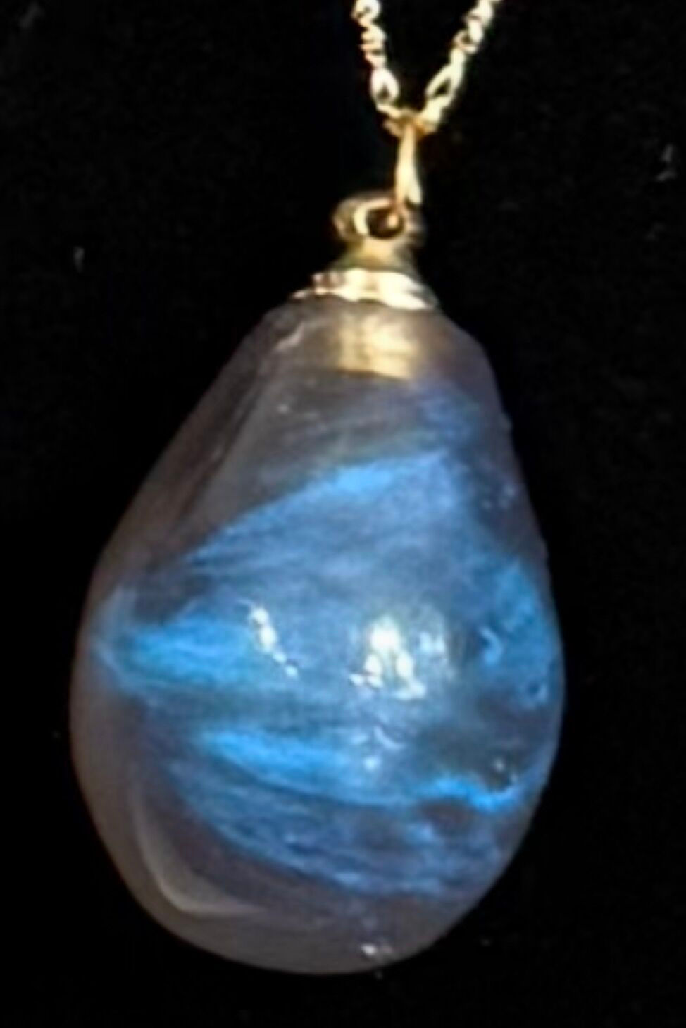 Blue metallic epoxy keepsake