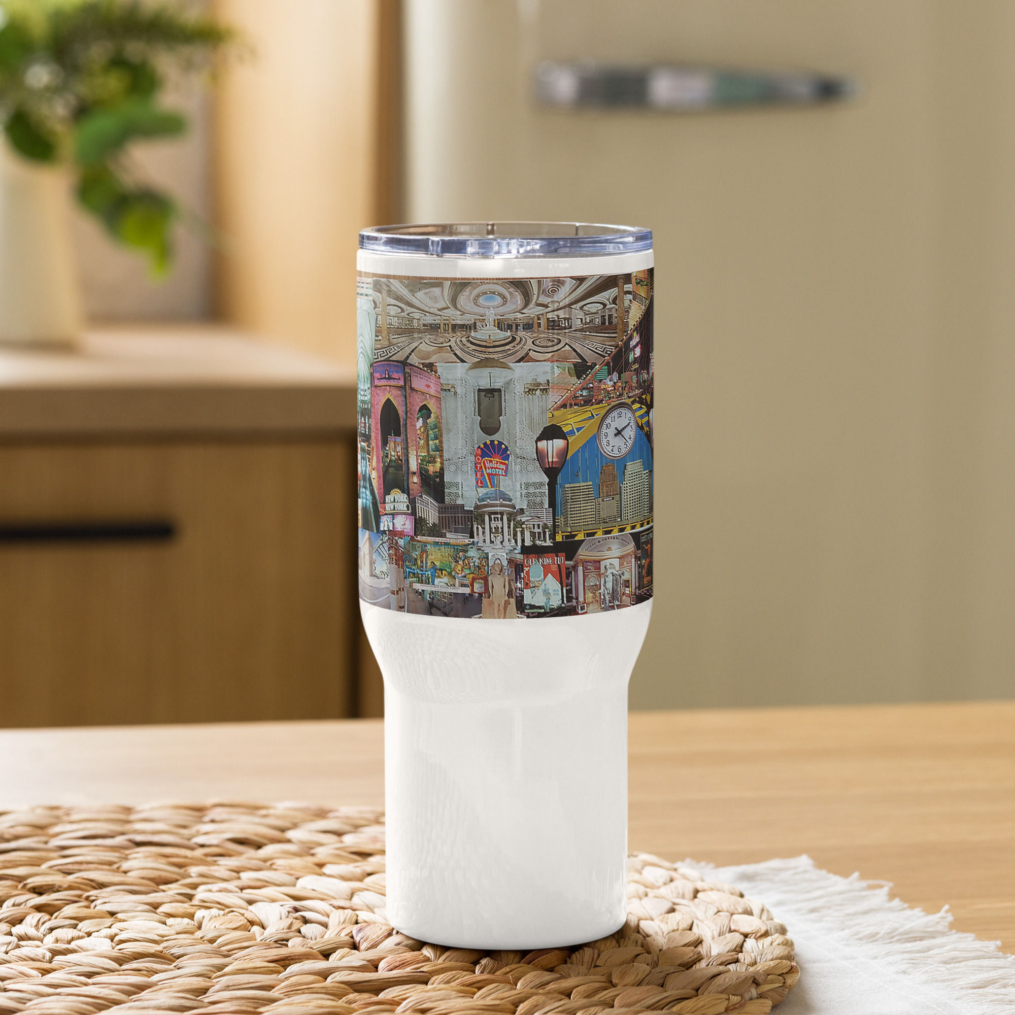 Vegas Travel mug with a handle