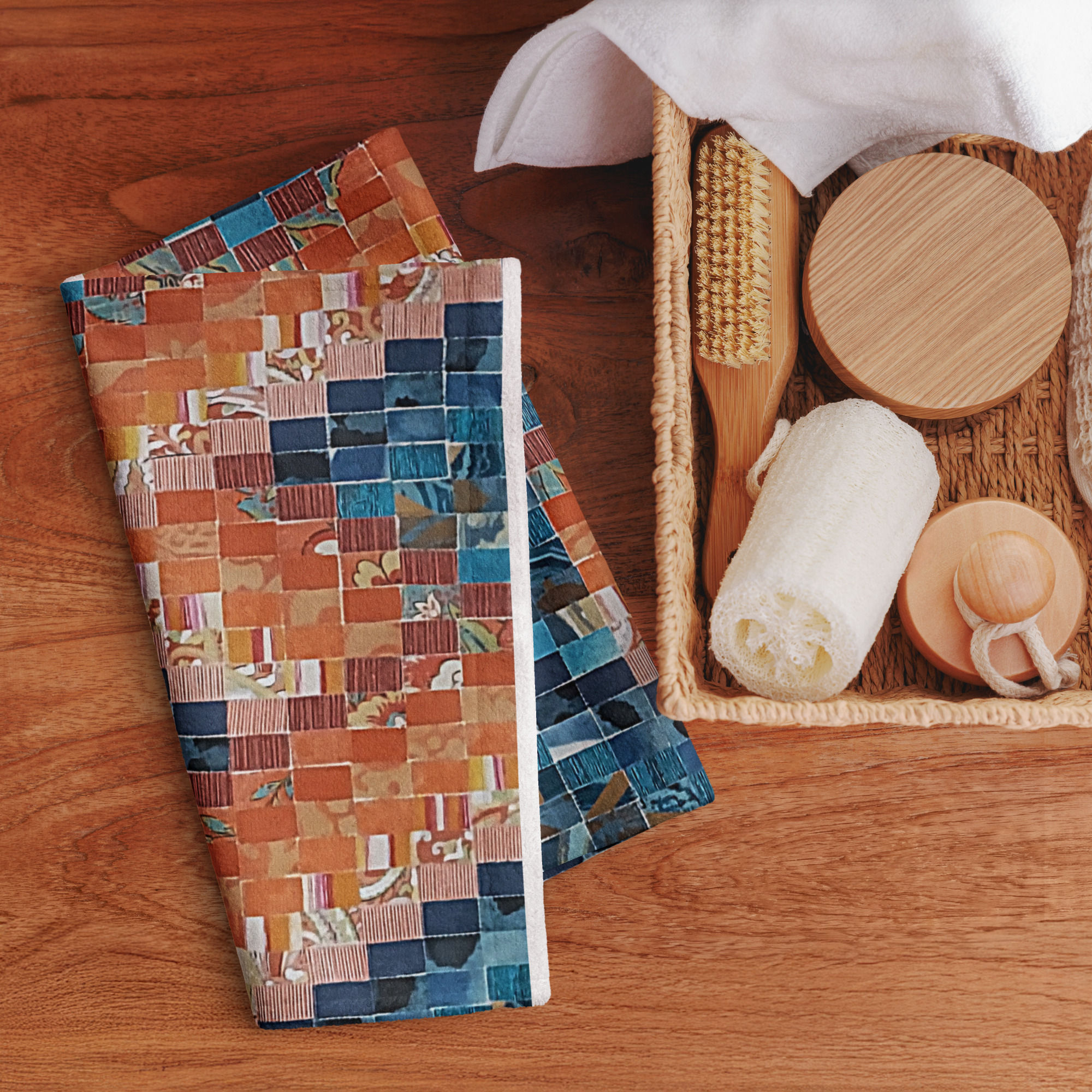 Salmon Blue Plate Special Hand towel