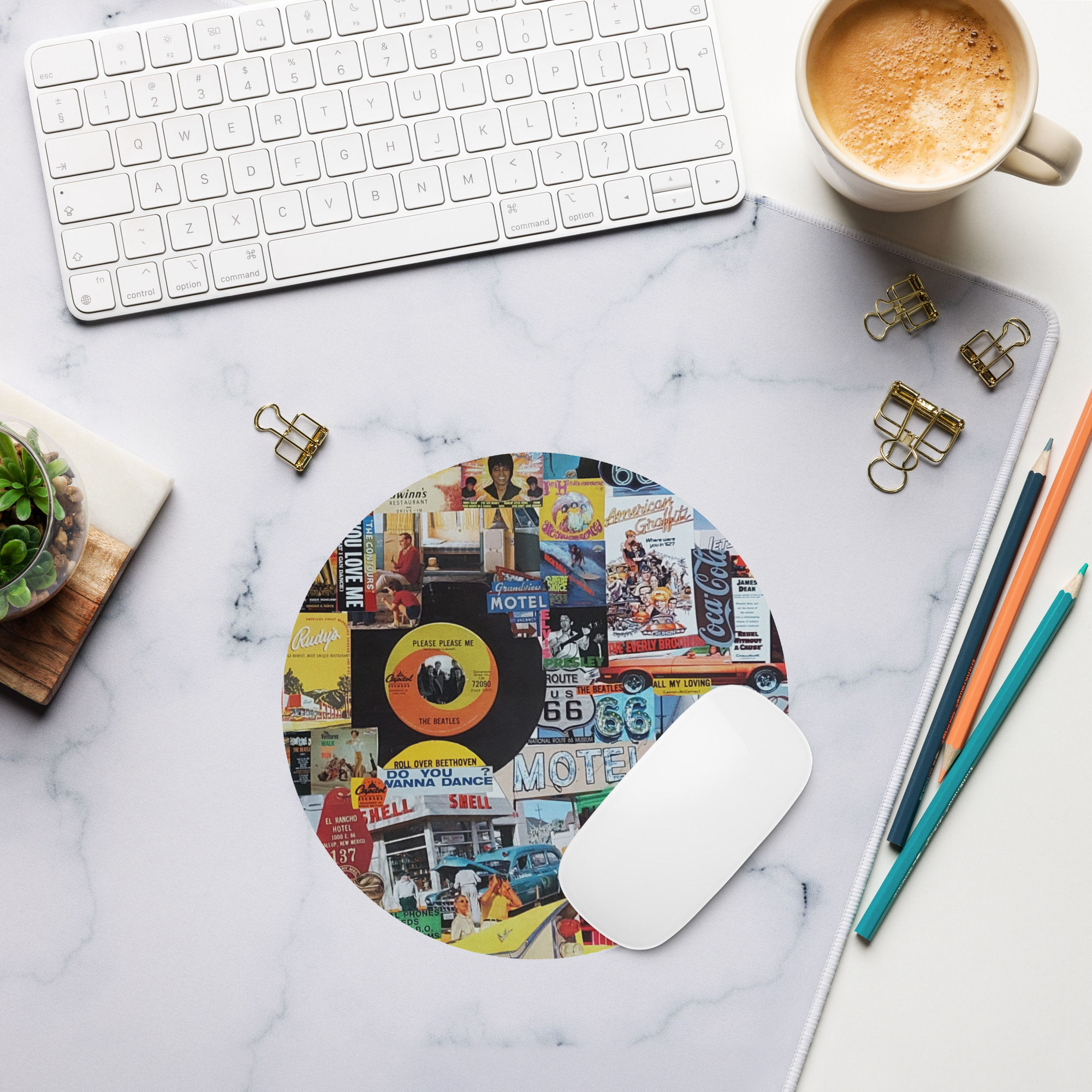 Route 66 Round mouse pad