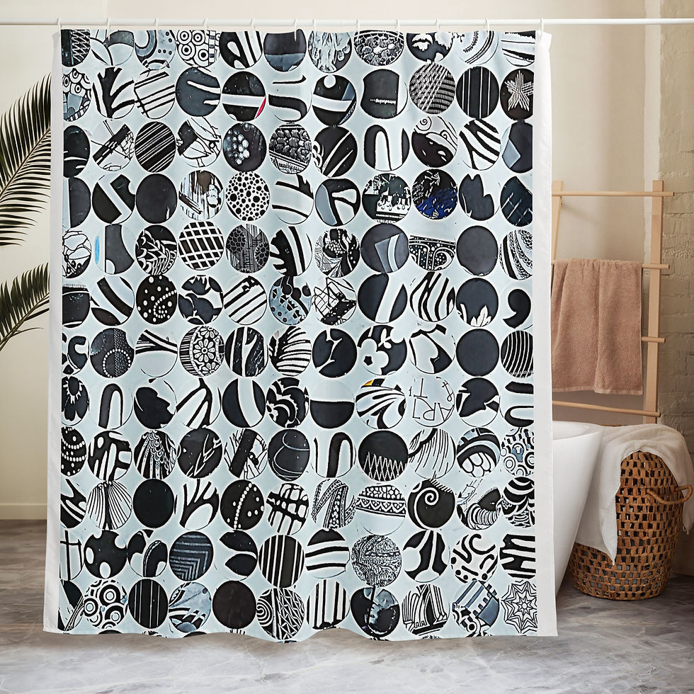 Thumbnail: Black and White Echo Shower curtain