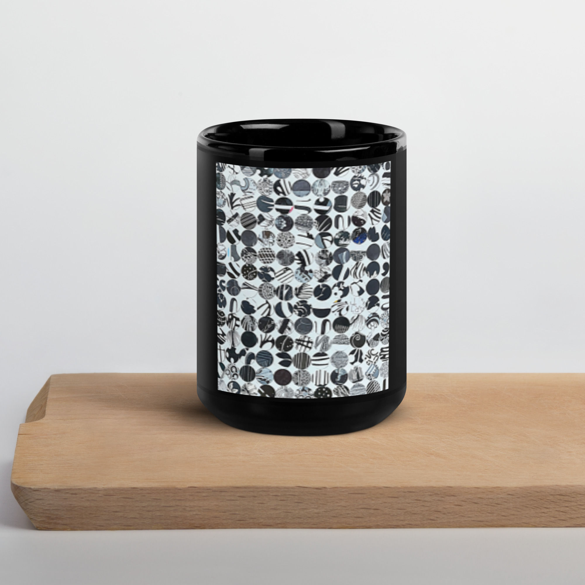 Black and White Echo Black Glossy Mug