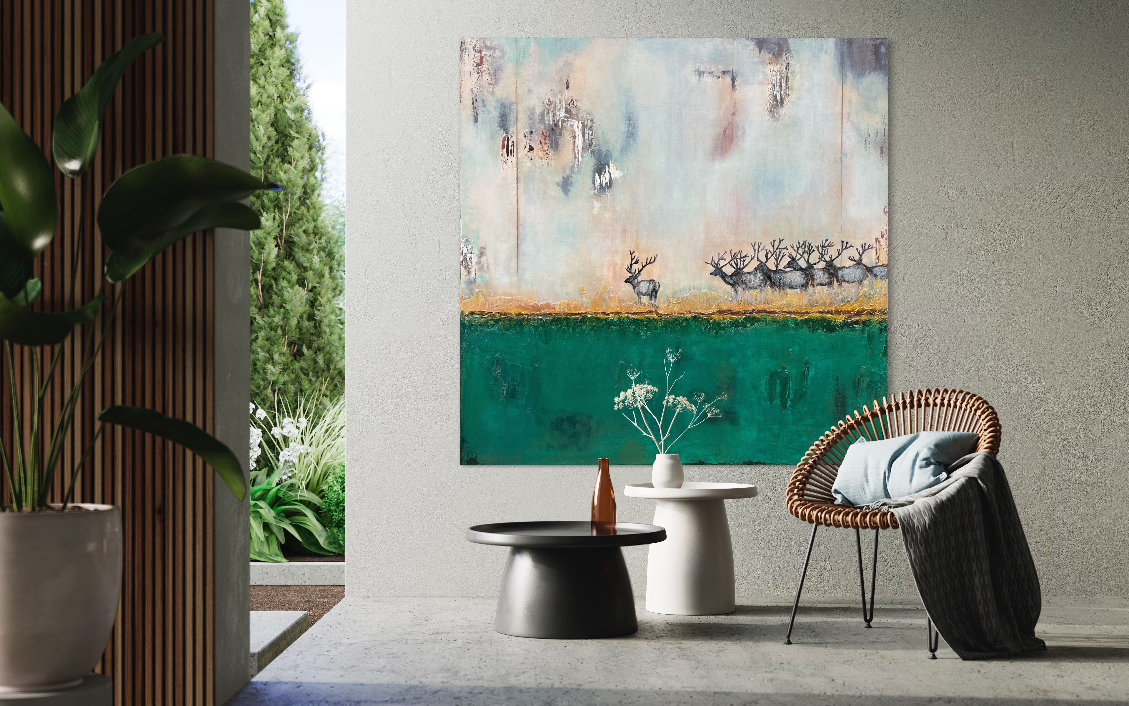 'Herd of Deers '100cm X 100cm