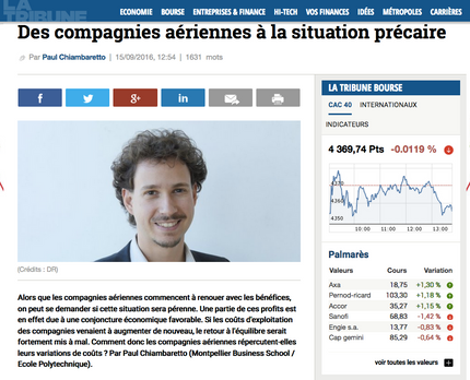 New article in La Tribune on the evolution of airline costs