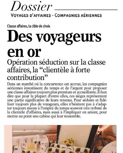 My interview in Le Nouvel Economiste on Business class offers