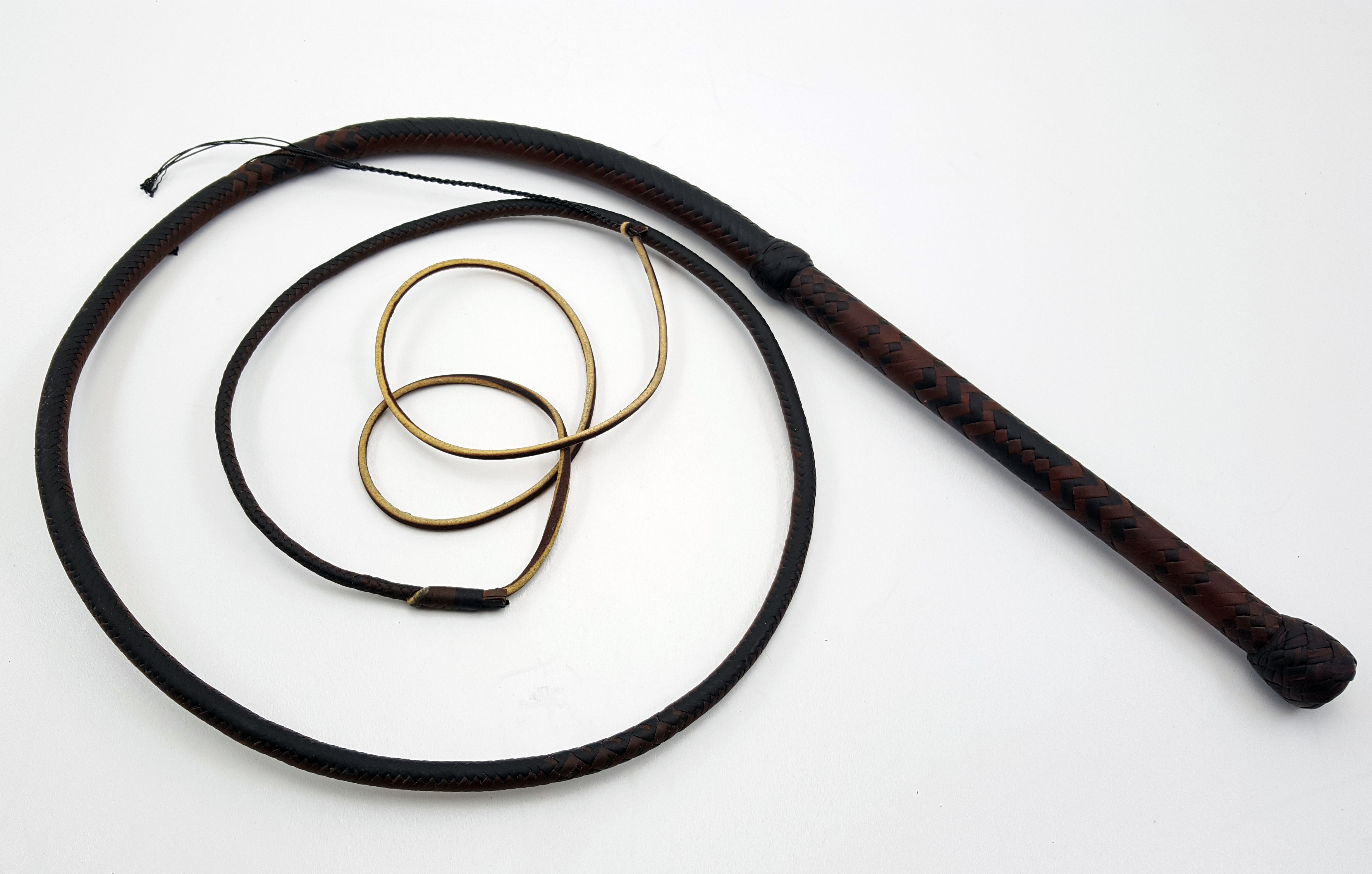 6ft Black and Saddle Tan 16 Plait Bullwhip