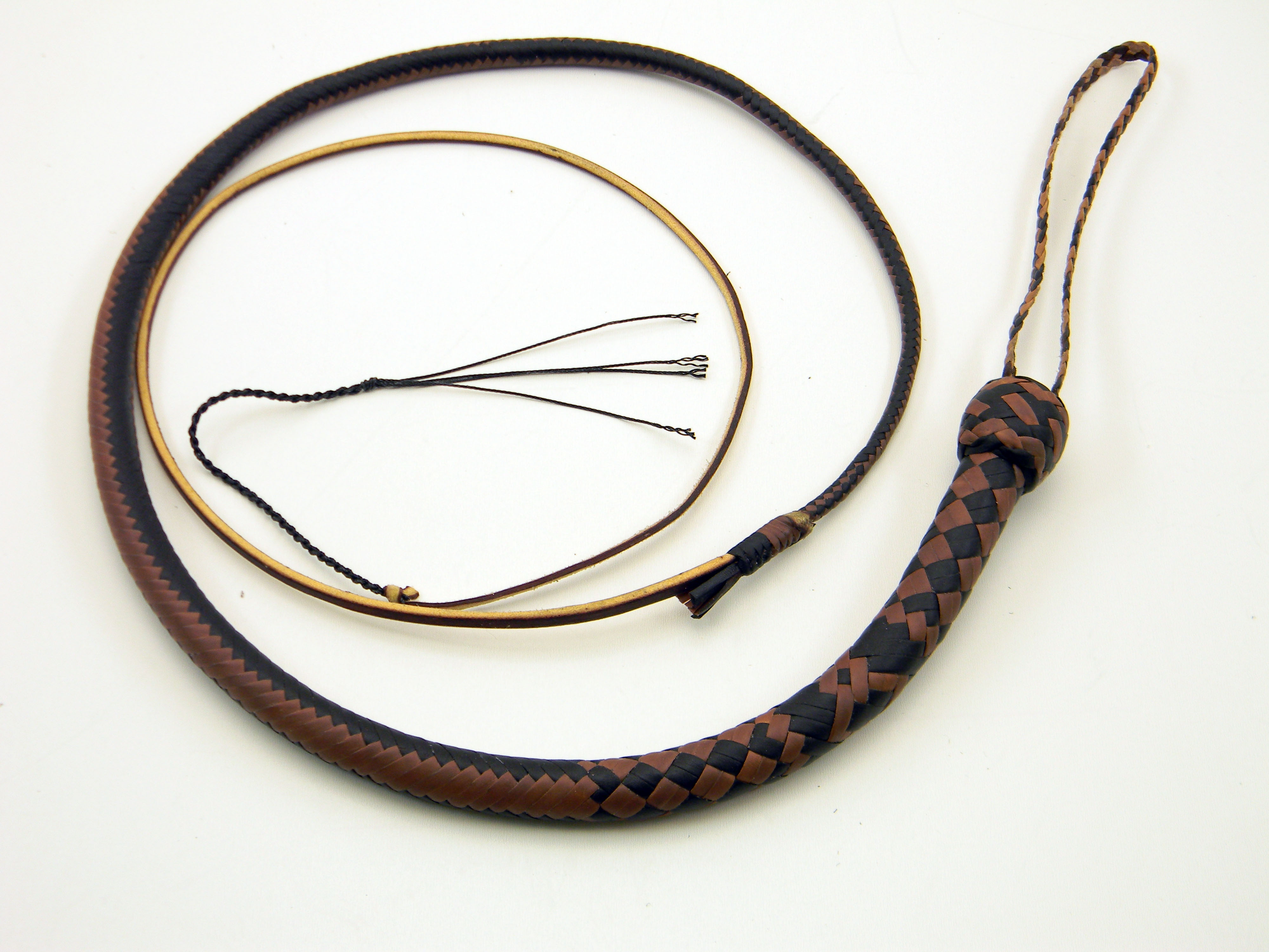 3ft Brandy and Natural 16 Plait Snake Whip