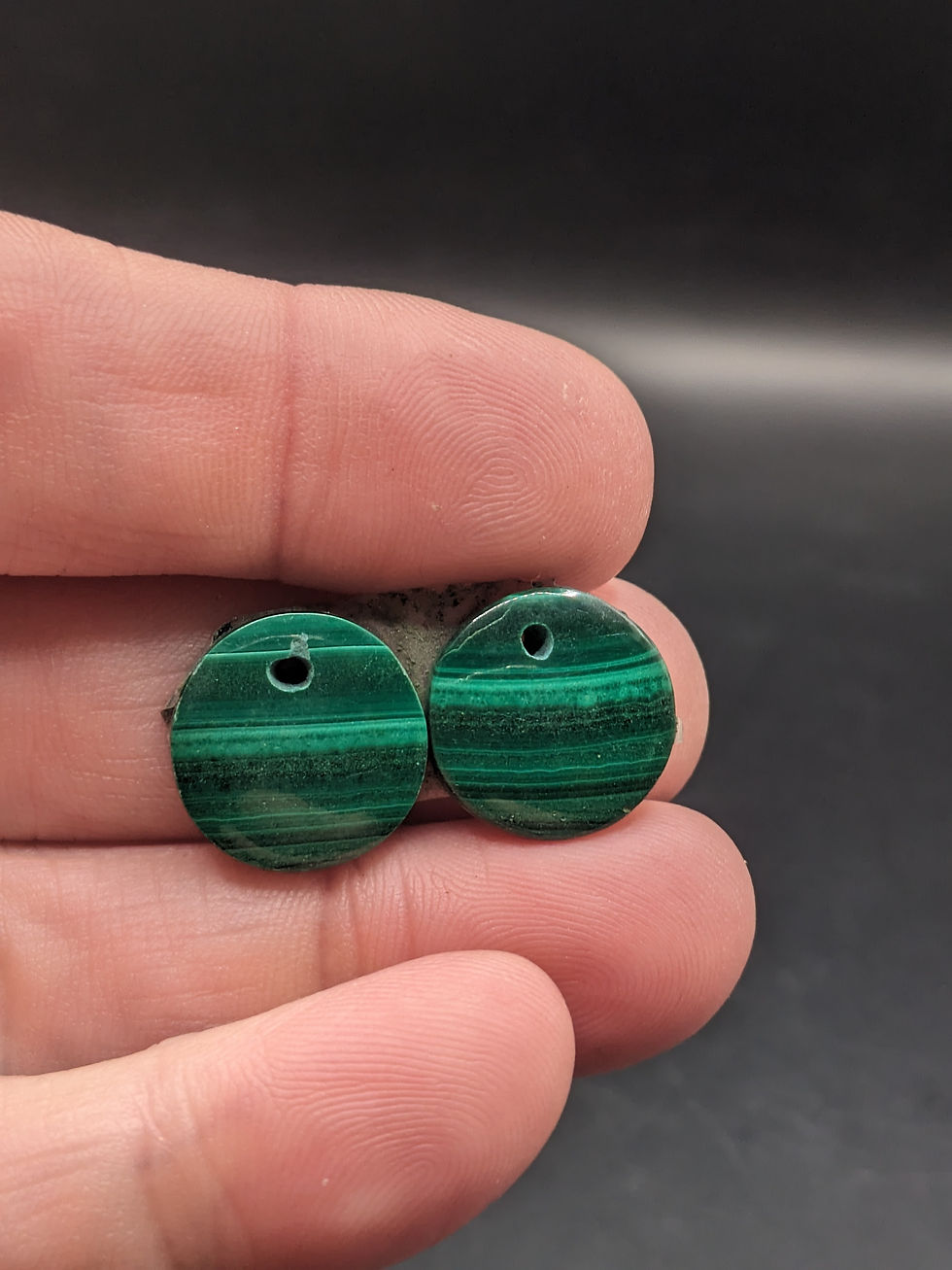 Malachite Cabochon Pair Drilled