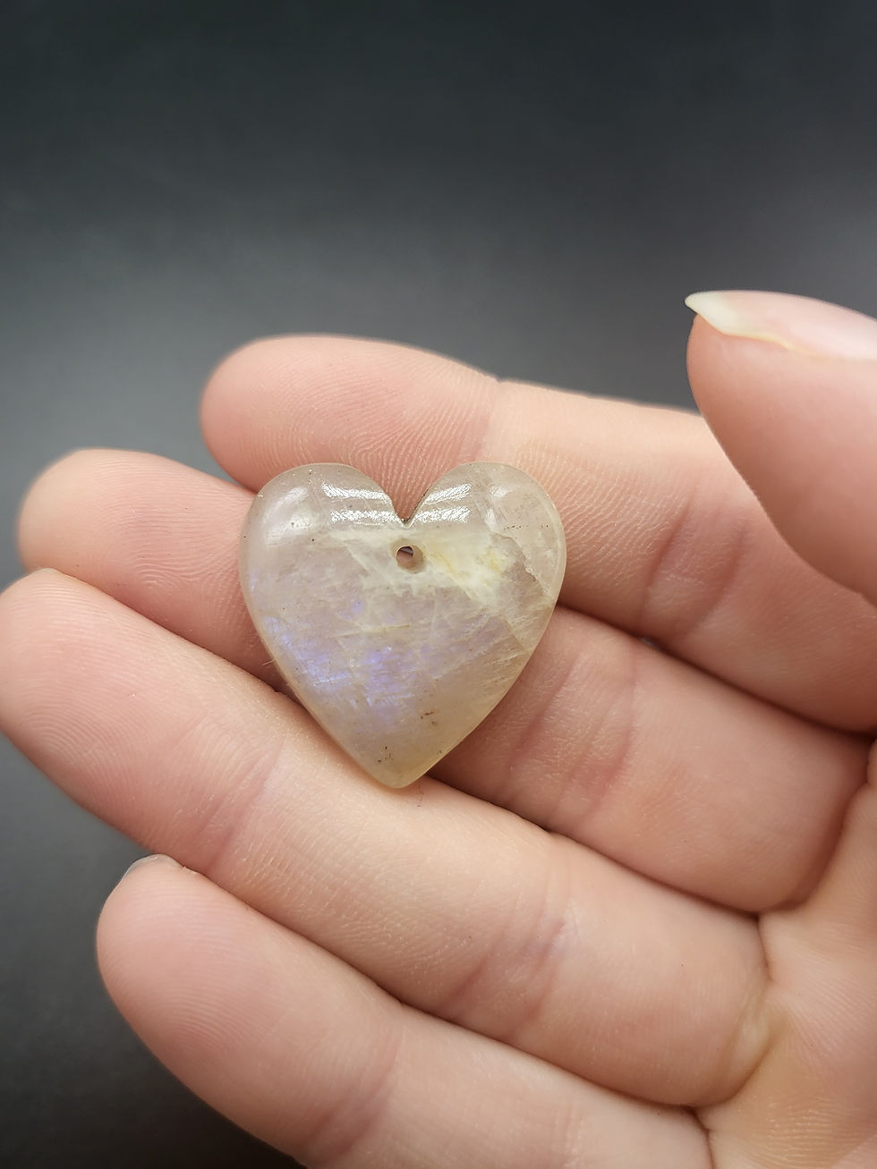 Belomorite Moonstone Cabochon Drilled Heart