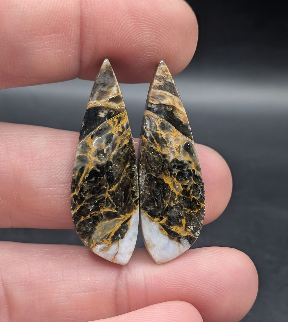 Blue Opal Mizone Cabochon Pair