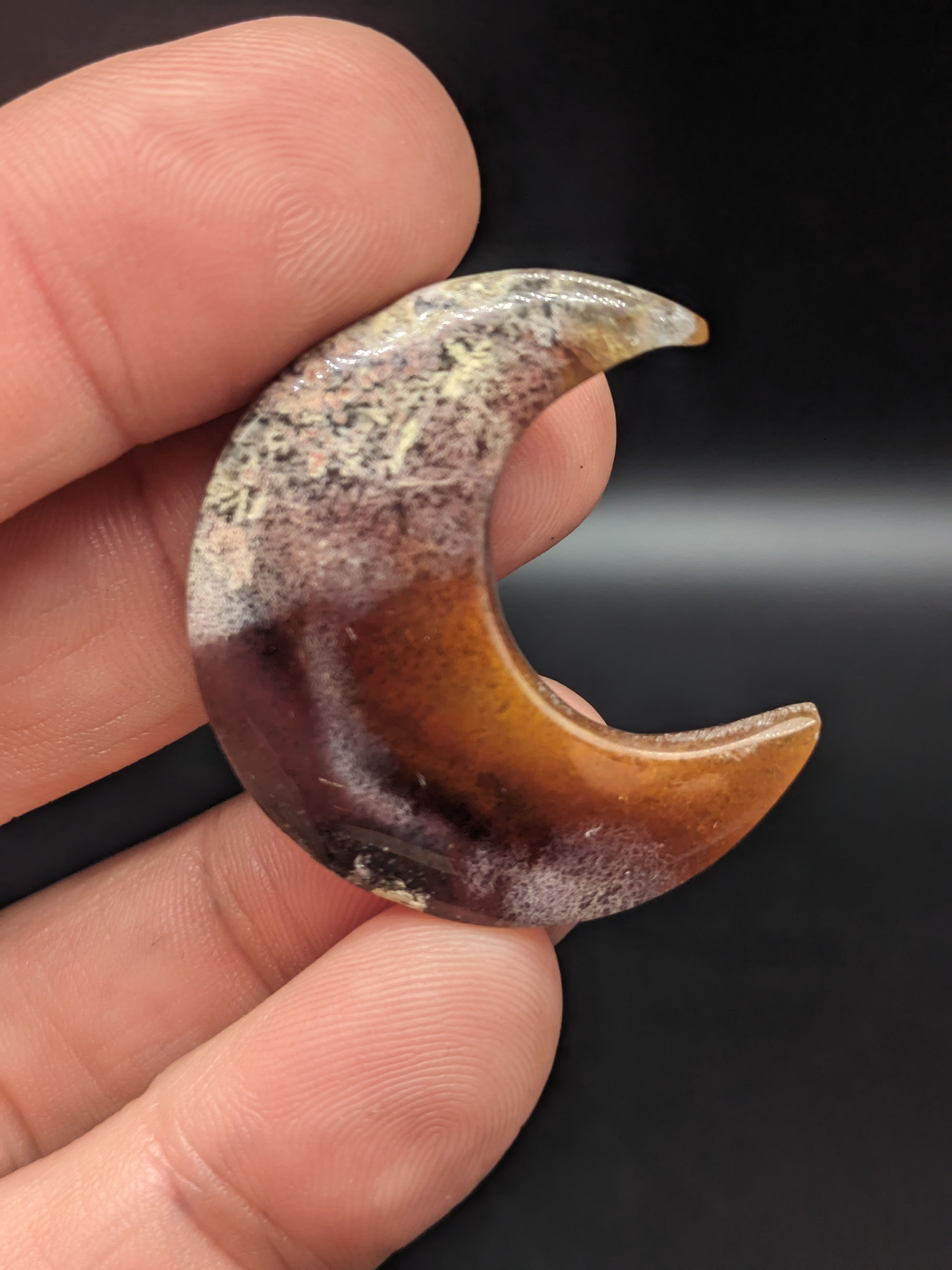 Moss Agate Cabochon Moon