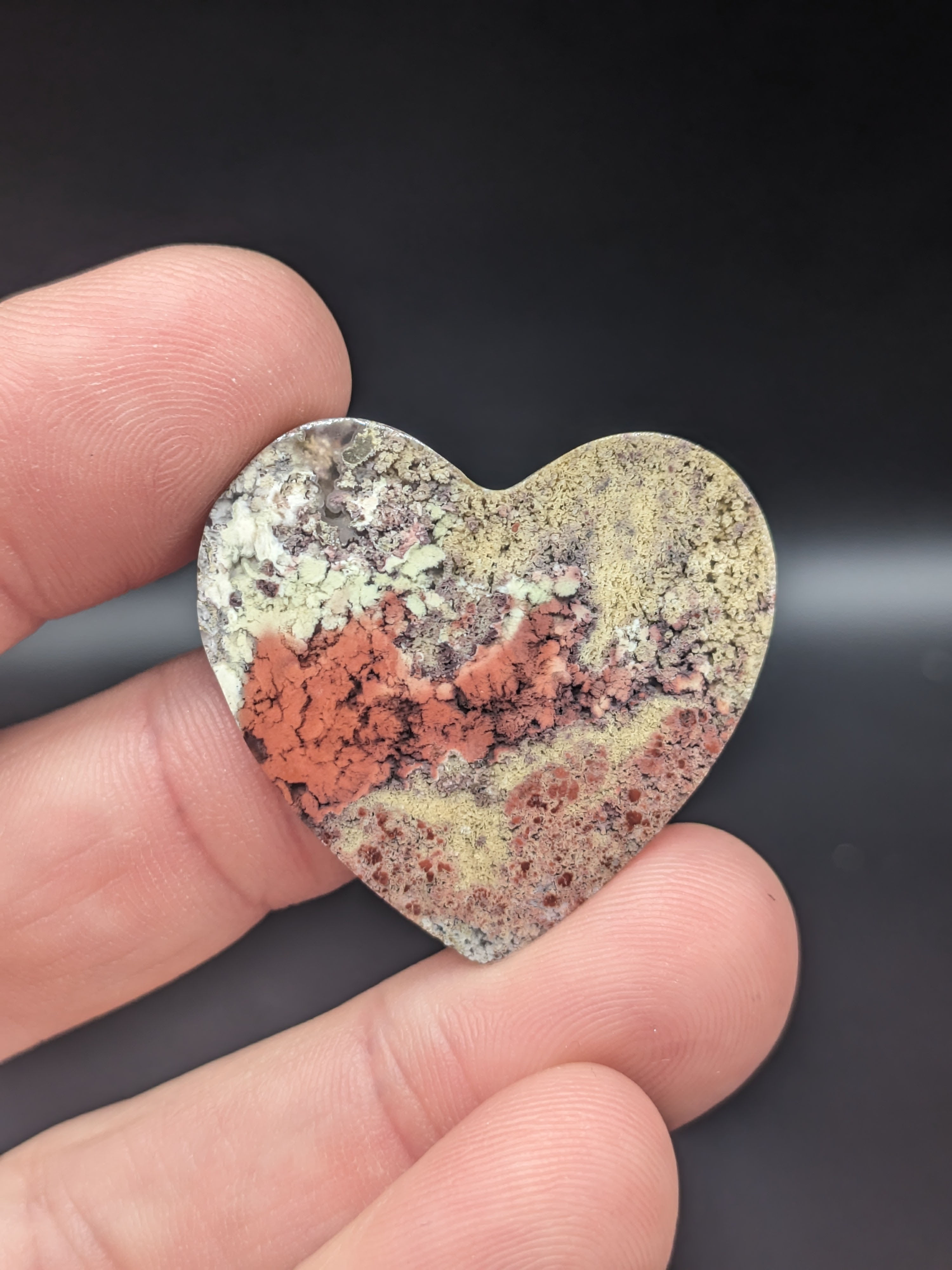Moss Agate Cabochon Heart